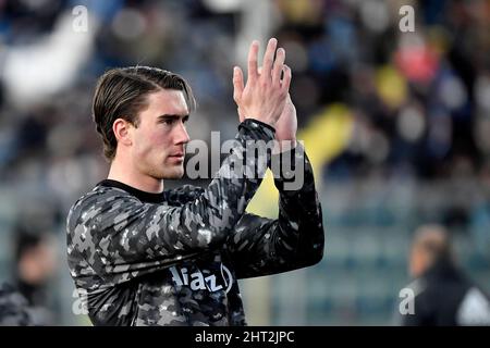 Empoli, Italien. 26.. Februar 2022. Dusan Vlahovic vom FC Juventus während des Fußballspiels der Serie A zwischen dem FC Empoli und dem FC Juventus im Stadion Carlo Castellani in Empoli (Italien), 26.. Februar 2022. Foto Andrea Staccioli/Insidefoto Kredit: Insidefoto srl/Alamy Live News Stockfoto