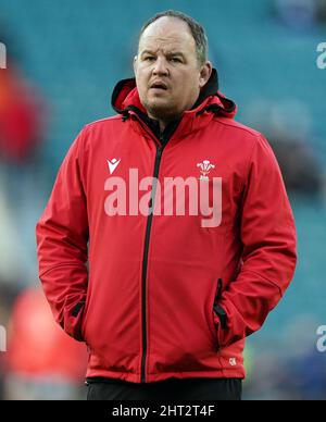 Wales' Assistant Coach - Zusammenbruch Gareth Williams während des Guinness Six Nations-Spiels im Twickenham Stadium, London. Bilddatum: Samstag, 26. Februar 2022. Stockfoto