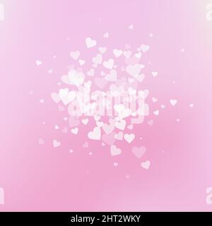 Weißes Herz liebt Konfettis. Valentinstag Explosion wunderbaren Hintergrund. Fallende transparente Herzen Konfetti auf zarten Hintergrund. Klassischer Vektor Stock Vektor
