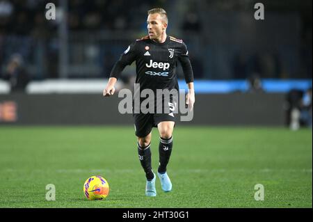 Empoli, Italien. 26.. Februar 2022. Arthur of Juventus FC während des Serie-A-Spiels zwischen Empoli Calcio und Juventus FC im Stadio Carlo Castellani, Empoli, Italien am 26. Februar 2022. Kredit: Giuseppe Maffia/Alamy Live Nachrichten Stockfoto