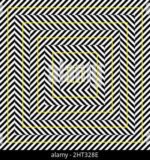 Quadratische Illusion, geometrisches optisches Illusionsmuster. Vektorgrafik Stock Vektor