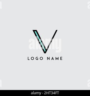 Farbenfrohes, minimalistisches Logo mit dem Anfangsbuchstaben V Stock Vektor