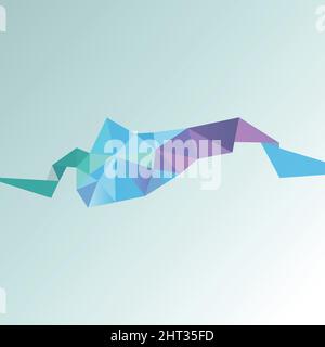 Vektor-Set von facettierten 3D Kristall bunten Formen, Banner. Facettierte 3D Formen, Kristallbanner, horizontale Ausrichtung Stock Vektor