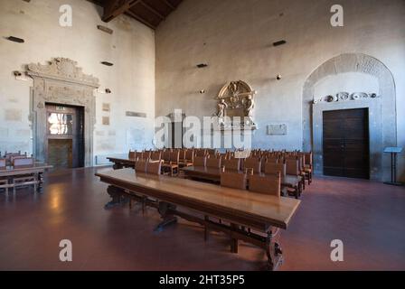 Ratssaal im Rathaus (Palazzo dei Priori), Città di Castello, Oberes Tibertal, Umbrien, Italien Stockfoto