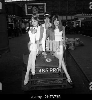 Abgebildet ist der Teil der Besetzung der neuen Show „Passion Flower Hotel“, die am Freitag in Manchester ihre Weltpremiere feiern wird. L-R: Franzeske Annis, Pauline Collins und Jean Muir. 26.. Juli 1965. Stockfoto