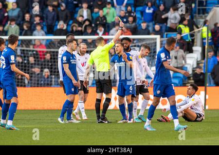 Cardiff, Großbritannien. 26.. Februar 2022. Will Vaulks von Cardiff City ist ausgebucht. EFL Skybet Championship match, Cardiff City gegen Fulham im Cardiff City Stadium in Cardiff, Wales am Samstag, 26.. Februar 2022. Dieses Bild darf nur für redaktionelle Zwecke verwendet werden. Nur zur redaktionellen Verwendung, Lizenz für kommerzielle Nutzung erforderlich. Keine Verwendung in Wetten, Spielen oder Publikationen eines einzelnen Clubs/einer Liga/eines einzelnen Spielers. Bild: Andrew Orchard Sports Photography/Alamy Live News Stockfoto