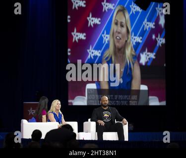 Die Vertreterin Marjorie Taylor Greene (GA) spricht auf der Conservative Political Action Conference (CPAC22) am Samstag, den 26. Februar 2022 in Orlando, Florida. Foto von Joe Marino/UPI Credit: UPI/Alamy Live News Stockfoto