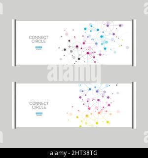 Aufrollen Bannerständer mit abstraktem Connect Hintergrund Stock Vektor
