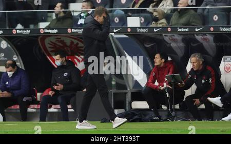 Frankfurt, Deutschland. 26. Feb, 2022. firo : 26.. Februar 2022, Fuvuball, 1.Bundesliga, Saison 2021/2022, Eintracht Frankfurt - FC Bayern Mvºnchen Trainer: Julian Nagelsmann, Geste Kredit: dpa/Alamy Live News Stockfoto