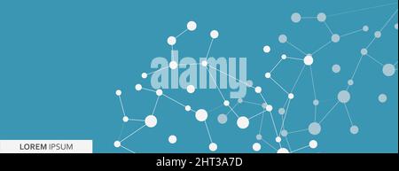 Abstraktes Verbindungsmolekül-Banner. Abbildung der Wissenschaftsstruktur Stock Vektor