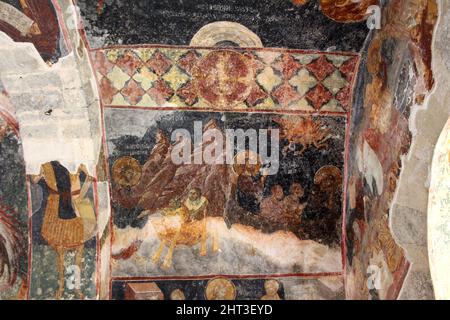 Byzantinisches Fresko der Hagia Sophia Kirche in Trabzon - Türkei. Stockfoto