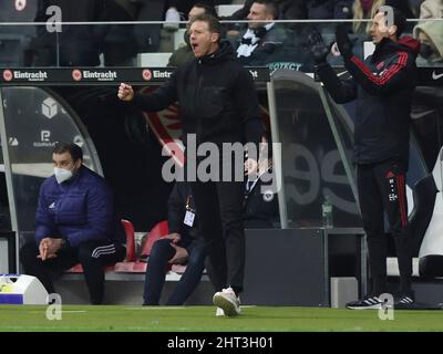 Frankfurt, Deutschland. 26. Feb, 2022. firo: 26.. Februar 2022, Fuvuball, 1.Bundesliga, Saison 2021/2022, Eintracht Frankfurt - FC Bayern Mvºnchen Jubilation, Trainer Julian Nagelsmann Credit: dpa/Alamy Live News Stockfoto