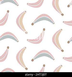 Abstraktes Pastellmuster mit Bananenmuster. Vektorgrafik Fruchtstoff Druck Abbildung Stock Vektor