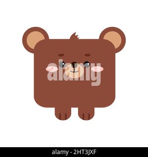 Quadratische Bär Wald Tier Gesicht mit Pfoten Symbol isoliert. Stock Vektor