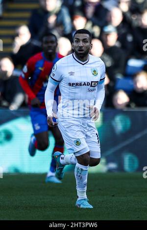 LONDON, GROSSBRITANNIEN. FEB 26. Aaron Lennon aus Burnley während des Premier League-Spiels zwischen Crystal Palace und Burnley im Selhurst Park, London, am Samstag, 26.. Februar 2022. (Kredit: Tom West | MI News) Kredit: MI Nachrichten & Sport /Alamy Live News Stockfoto