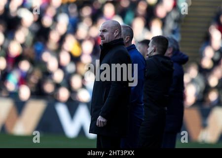 LONDON, GROSSBRITANNIEN. FEB 26. Sean Dyche-Manager von Burnley beim Premier League-Spiel zwischen Crystal Palace und Burnley im Selhurst Park, London, am Samstag, 26.. Februar 2022. (Kredit: Tom West | MI News) Kredit: MI Nachrichten & Sport /Alamy Live News Stockfoto