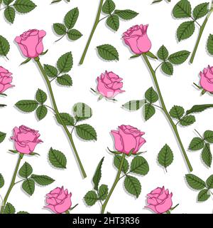 Nahtloses Muster mit rosa Rosen. Vektor farbigen floralen Hintergrund. Stock Vektor