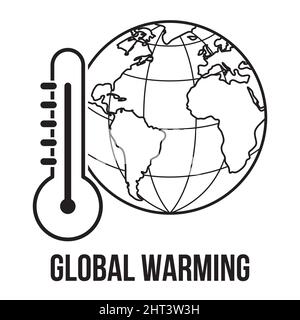 Ökologie. Symbol für die globale Erwärmung. Meteorologie, Temperaturliniensymbol. Stock Vektor