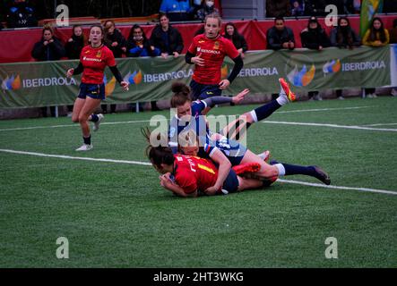 Alcobendas, Spanien. 26.. Februar 2022. Rugby Europe Women´s Championship 2022 - Spanien gegen Russland. Die Rugby Europe Championship ist der Top Level Rugby Europe Women Senior Wettbewerb. Las Terrazas Stadium, Alcobendas, Spanien. Kredit: EnriquePSans / Alamy Live Nachrichten Stockfoto