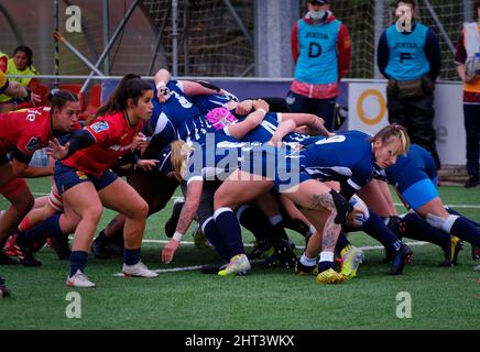 Alcobendas, Spanien. 26.. Februar 2022. Rugby Europe Women´s Championship 2022 - Spanien gegen Russland. Die Rugby Europe Championship ist der Top Level Rugby Europe Women Senior Wettbewerb. Las Terrazas Stadium, Alcobendas, Spanien. Kredit: EnriquePSans / Alamy Live Nachrichten Stockfoto