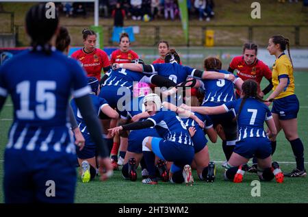 Alcobendas, Spanien. 26.. Februar 2022. Rugby Europe Women´s Championship 2022 - Spanien gegen Russland. Die Rugby Europe Championship ist der Top Level Rugby Europe Women Senior Wettbewerb. Las Terrazas Stadium, Alcobendas, Spanien. Kredit: EnriquePSans / Alamy Live Nachrichten Stockfoto