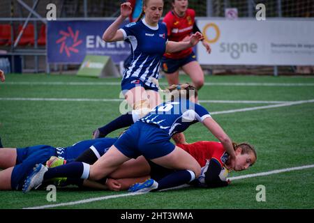 Alcobendas, Spanien. 26.. Februar 2022. Rugby Europe Women´s Championship 2022 - Spanien gegen Russland. Die Rugby Europe Championship ist der Top Level Rugby Europe Women Senior Wettbewerb. Las Terrazas Stadium, Alcobendas, Spanien. Kredit: EnriquePSans / Alamy Live Nachrichten Stockfoto