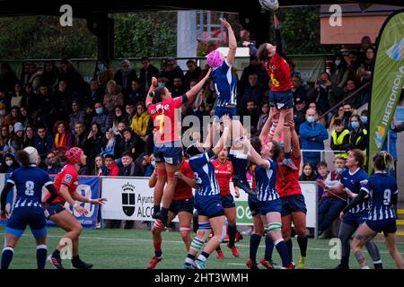 Alcobendas, Spanien. 26.. Februar 2022. Rugby Europe Women´s Championship 2022 - Spanien gegen Russland. Die Rugby Europe Championship ist der Top Level Rugby Europe Women Senior Wettbewerb. Las Terrazas Stadium, Alcobendas, Spanien. Kredit: EnriquePSans / Alamy Live Nachrichten Stockfoto