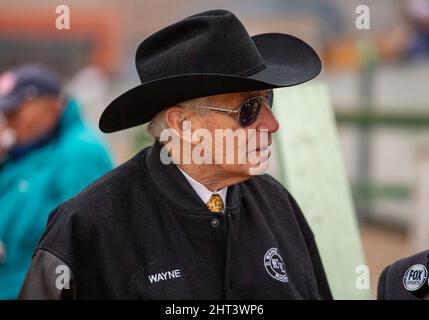 Hot Springs, Arkansas, USA. 26.. Februar 2022. 26. Februar 2022: Der legendäre Trainer D. Wayne Lukas gewann am 26. Februar 2022 die Honeybee Stakes an Bord von Secret Oath im Oaklawn Racing Casino Resort in Hot Springs, Arkansas. Tommy Land/Eclipse Sportswire/CSM/Alamy Live News Stockfoto