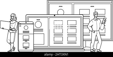 Adaptive Schnittstelle Entwickler Programmierer Vektor Stock Vektor