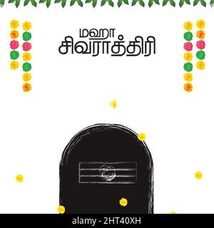 Indian Religious Festival Happy Maha Shivratri Text Typografie in Schrift maha Shivratri in Tamil Text - Illustration Vektor Stock Vektor