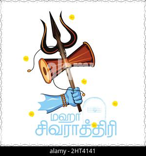 Illustration von Happy Maha Shivratri Grußkartendesign in Schrift MahaShivratri in Tamil Text - Illustration Vektor Stock Vektor