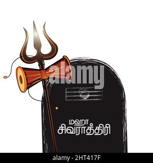 Illustration von Happy Maha Shivratri Grußkartendesign in Schrift MahaShivratri in Tamil Text - Illustration Vektor Stock Vektor
