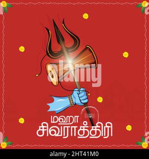 Illustration des Glücklichen Maha Shivratri Grußkartendesigns in schriftlicher Form MahaShivratri im tamilischen Text. - Vektor Stock Vektor