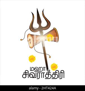 Illustration von Happy Maha Shivratri Grußkartendesign in Schrift MahaShivratri in Tamil Text - Illustration Vektor Stock Vektor