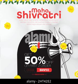 Illustration von Happy Mahashivratri 50% Rabatt Sale Banner, Werbung Hintergründe. Stock Vektor