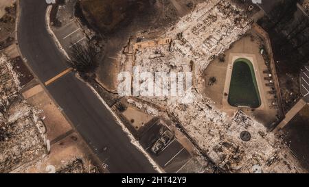 Luftaufnahme des Almeda Wildfire im Süden von Oregon Talent Phoenix Fire zerstört die Dinge der Menschen Stockfoto