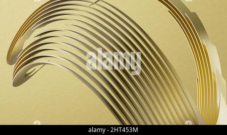 Ein 3D Rendering eines goldenen Streifens wellige Linien für Hintergrund oder Tapete Stockfoto