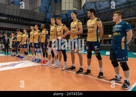 Ravenna, Italien. 26.. Februar 2022. Verona Volley während des Consar Ravenna vs NBV Verona, Volleyball Italienische Serie A Männer Superliga Meisterschaft in Ravenna, Italien, Februar 26 2022 Quelle: Independent Photo Agency/Alamy Live News Stockfoto