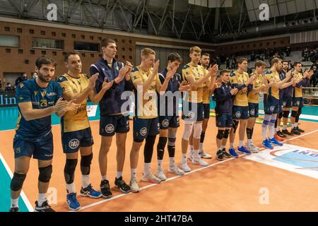 Ravenna, Italien. 26.. Februar 2022. Verona Volley während des Consar Ravenna vs NBV Verona, Volleyball Italienische Serie A Männer Superliga Meisterschaft in Ravenna, Italien, Februar 26 2022 Quelle: Independent Photo Agency/Alamy Live News Stockfoto