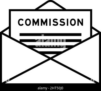 Umschlag und Briefzeichen mit wortkommission als Überschrift Stock Vektor