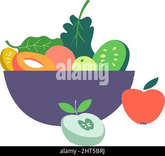 Köstliche gesunde Schüssel mit Kiwi und Äpfel Vektor Stock Vektor