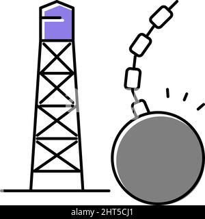 Abbildung des Farbsymbols für Turmabrisse Stock Vektor