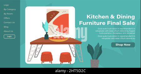 Küche und Esszimmer Möbel, Endverkauf Vektor Stock Vektor