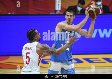 Nicolás Brussino (Argentinien) gegen Panama. FIBA World Cup Qualifiers 2022 Stockfoto
