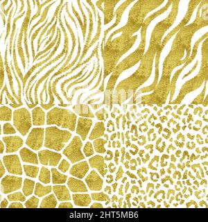 Satz von nahtlosen Mustern mit Tierdrucken. Stock Vektor