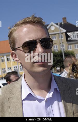 HELSINGOER/Helsingør/ Dänemark. Morten Messerschmidt, Mitglied der dänischen Volkspartei, ist am 7. August 2013 auch Mitglied des parlaments der europäischen Union beim DF-Sommermetting in Helsingoer (Foto von Francis Joseph Dean/Deanpictures) Stockfoto