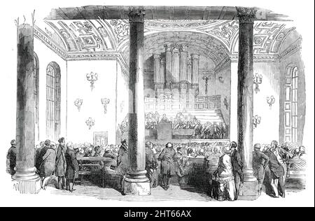 Sir David Brewster, der Präsident (der British Association in Edinburgh), bei der Eröffnungsrede, 1850. „Eine gute Zahl, etwa 1200 alte und neue Mitglieder der British Association, haben sich zum zweiten Mal in der Hauptstadt des Nordens versammelt...Professor Robinson hat in einer kurzen, aber eleganten und berührend eloquenten Rede den Vorsitz des Präsidenten Sir David Brewster zurückgetreten. Dieser bedeutende Philosoph hielt seine Eröffnungsrede ... die durch diese starke philosophische Sicht der Dinge charakterisiert war, die alle Werke von Sir David Brewster auszeichnet; und durch diese eloq Stockfoto