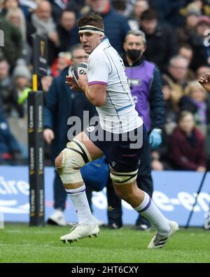 Edinburgh, Schottland, Großbritannien. 26.. Februar 2022: Guinness Six Nation ScotlandÕs Sam Skinner während des Scotland gegen France International im BT Murrayfield Stadium. Edinburgh. Schottland, Großbritannien. Quelle: Ian Rutherford Alamy Live News. Stockfoto