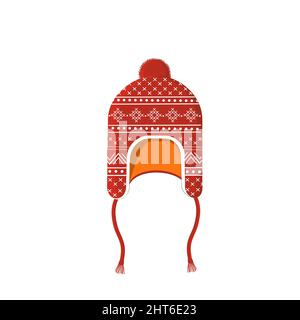 Wintermütze-Ikone. Gestrickte Wintermütze. Vektorgrafik. Stock Vektor