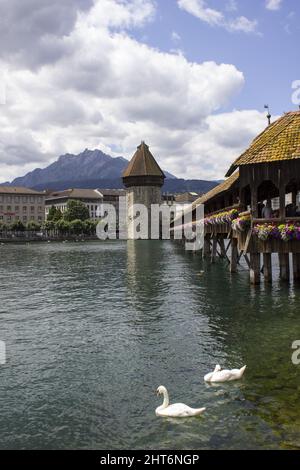 Schöne Aufnahme des Rapperswil, einer Stadt im Kanton St. Gallen in der Schweiz Stockfoto